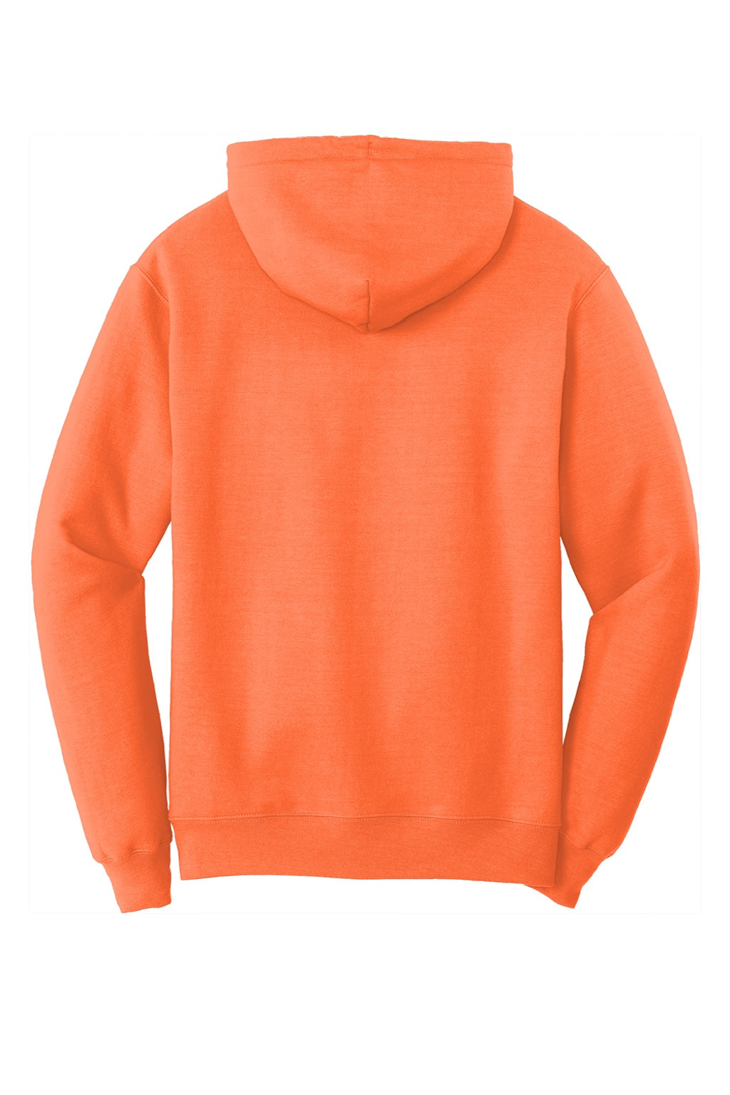 Port & Company PC78H/PC78HT Mens Core Pill Resistant Fleece Hooded Sweatshirt Hoodie w/ Pouch Pocket Neon Orange Flat Back