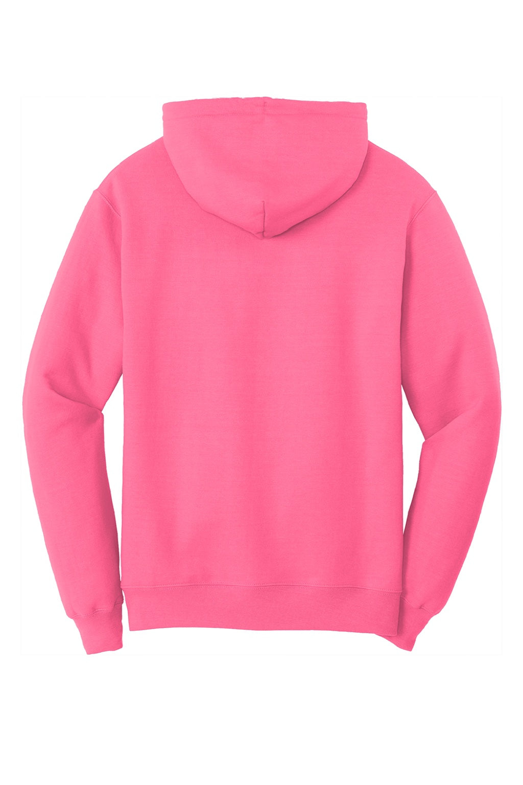 Port & Company PC78H/PC78HT Mens Core Pill Resistant Fleece Hooded Sweatshirt Hoodie w/ Pouch Pocket Neon Pink Flat Back