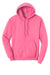 Port & Company PC78H/PC78HT Mens Core Pill Resistant Fleece Hooded Sweatshirt Hoodie w/ Pouch Pocket Neon Pink Flat Front