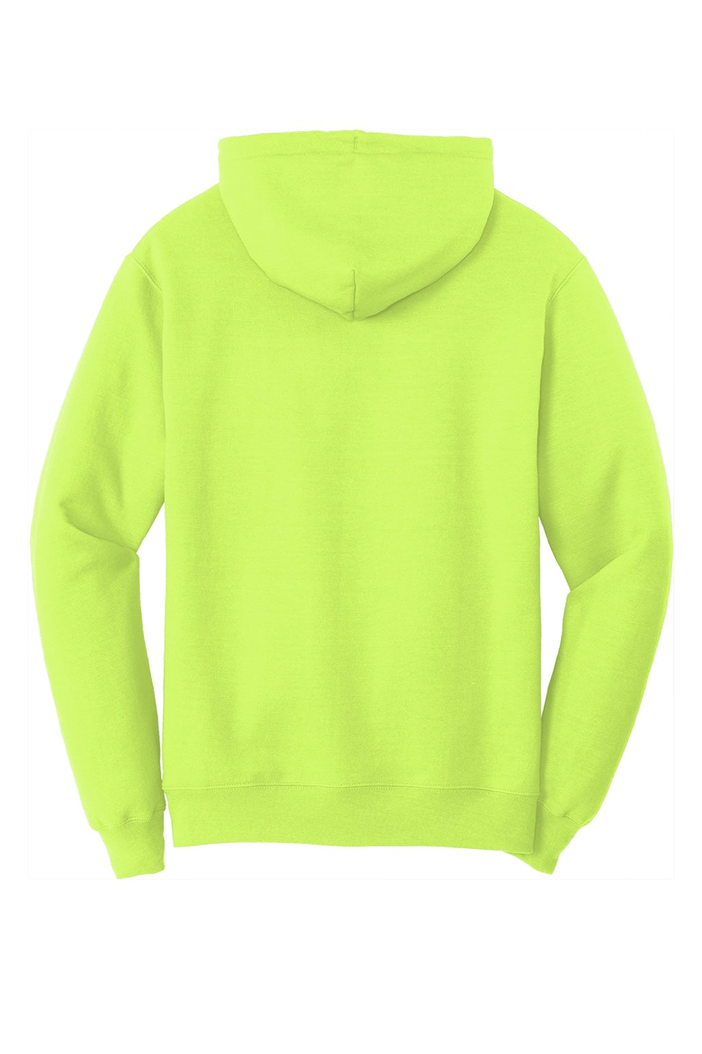 Port & Company PC78H/PC78HT Mens Core Pill Resistant Fleece Hooded Sweatshirt Hoodie w/ Pouch Pocket Neon Yellow Flat Back