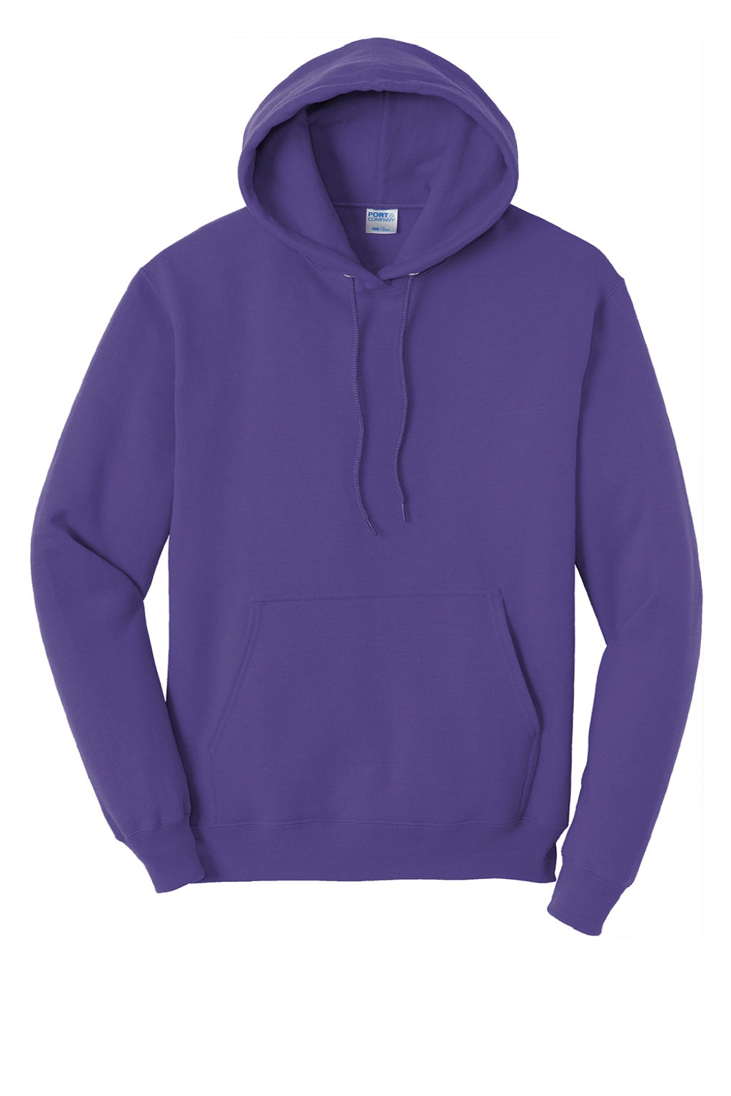 Port & Company PC78H/PC78HT Mens Core Pill Resistant Fleece Hooded Sweatshirt Hoodie w/ Pouch Pocket Purple Flat Front