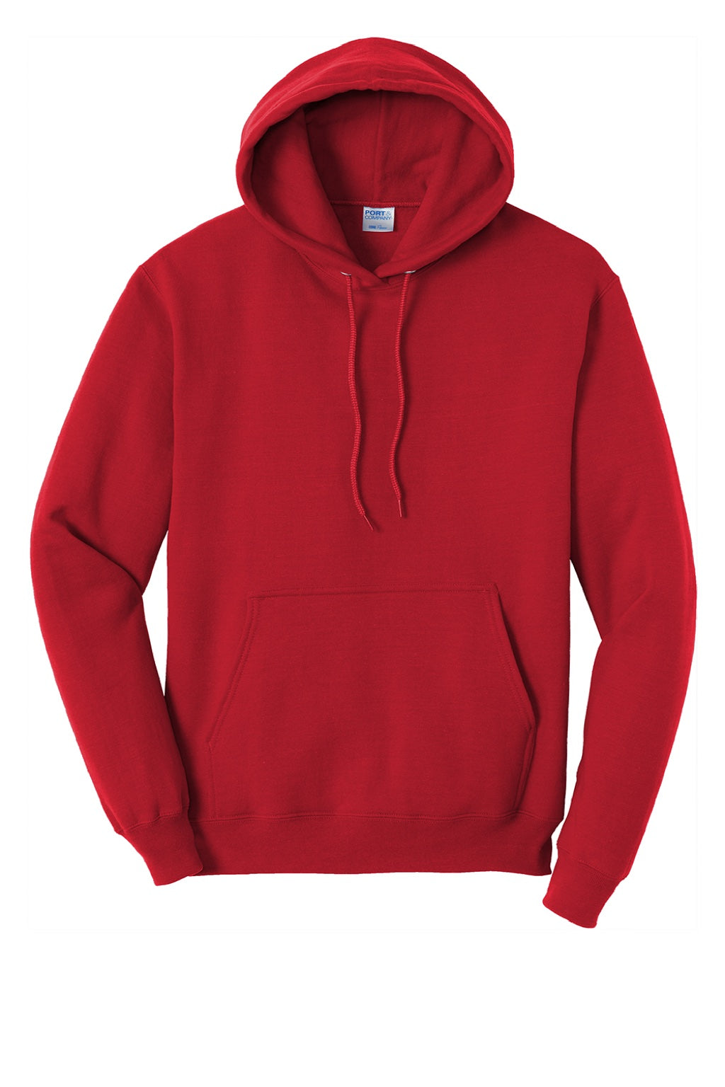 Port & Company PC78H/PC78HT Mens Core Pill Resistant Fleece Hooded Sweatshirt Hoodie w/ Pouch Pocket Red Flat Front