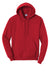 Port & Company PC78H/PC78HT Mens Core Pill Resistant Fleece Hooded Sweatshirt Hoodie w/ Pouch Pocket Red Flat Front
