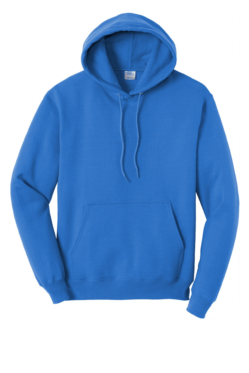 Port & Company PC78H/PC78HT Mens Core Pill Resistant Fleece Hooded Sweatshirt Hoodie w/ Pouch Pocket Royal Blue Flat Front