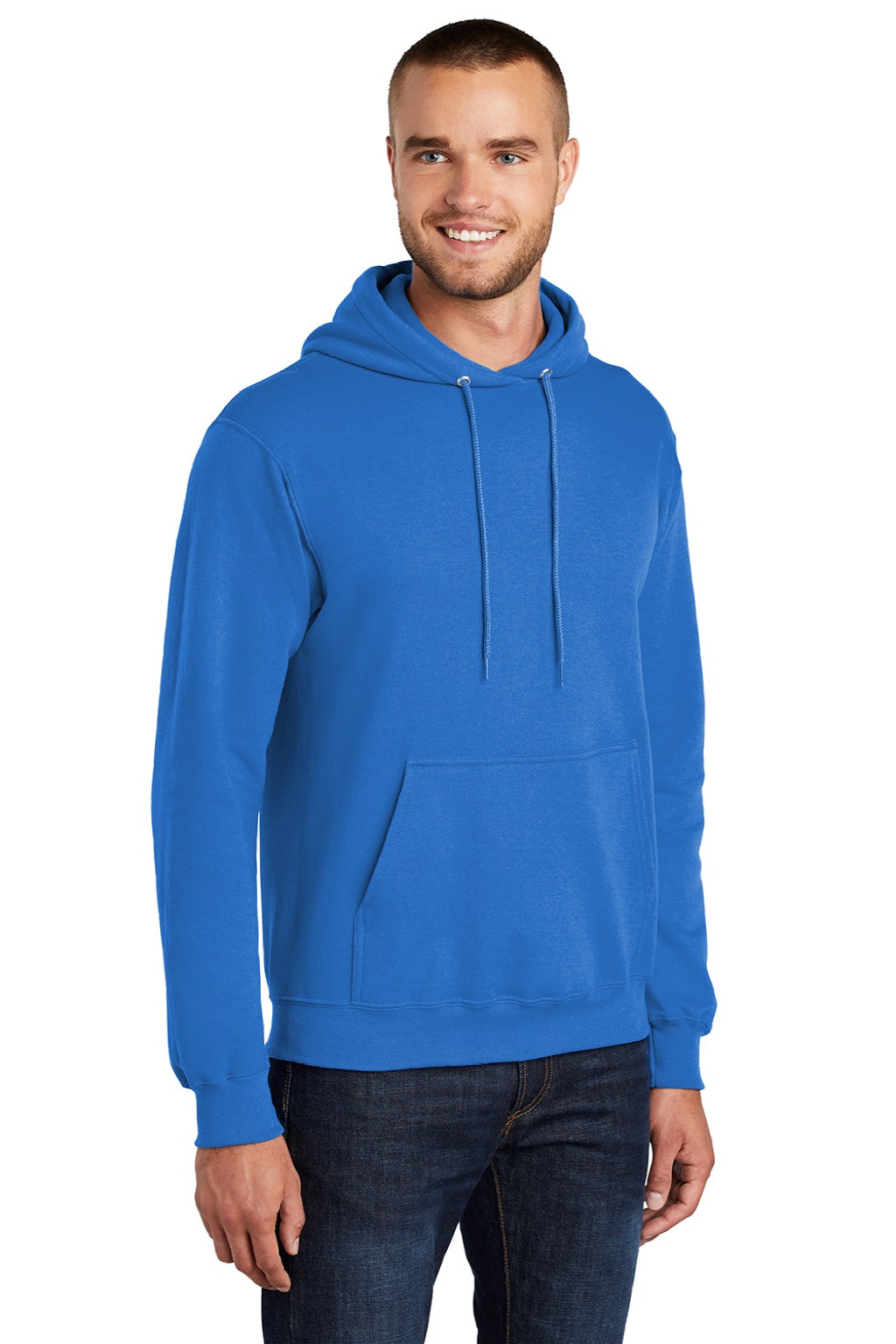 Port & Company PC78H/PC78HT Mens Core Pill Resistant Fleece Hooded Sweatshirt Hoodie w/ Pouch Pocket Royal Blue Model 3q