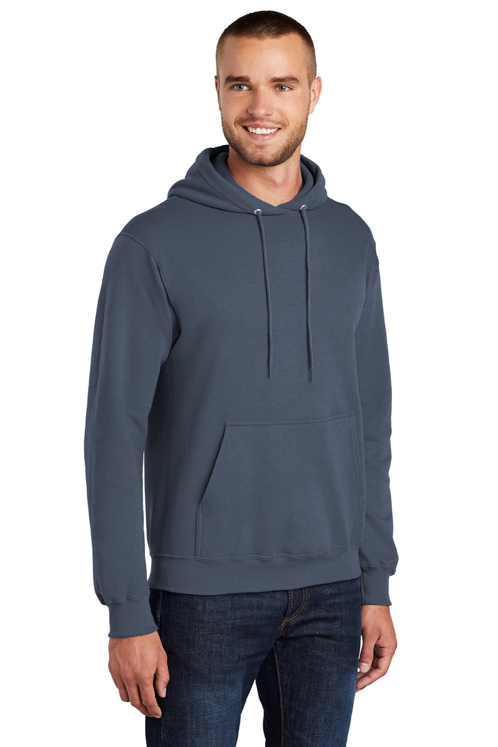 Port & Company PC78H/PC78HT Mens Core Pill Resistant Fleece Hooded Sweatshirt Hoodie w/ Pouch Pocket Steel Blue Model 3q