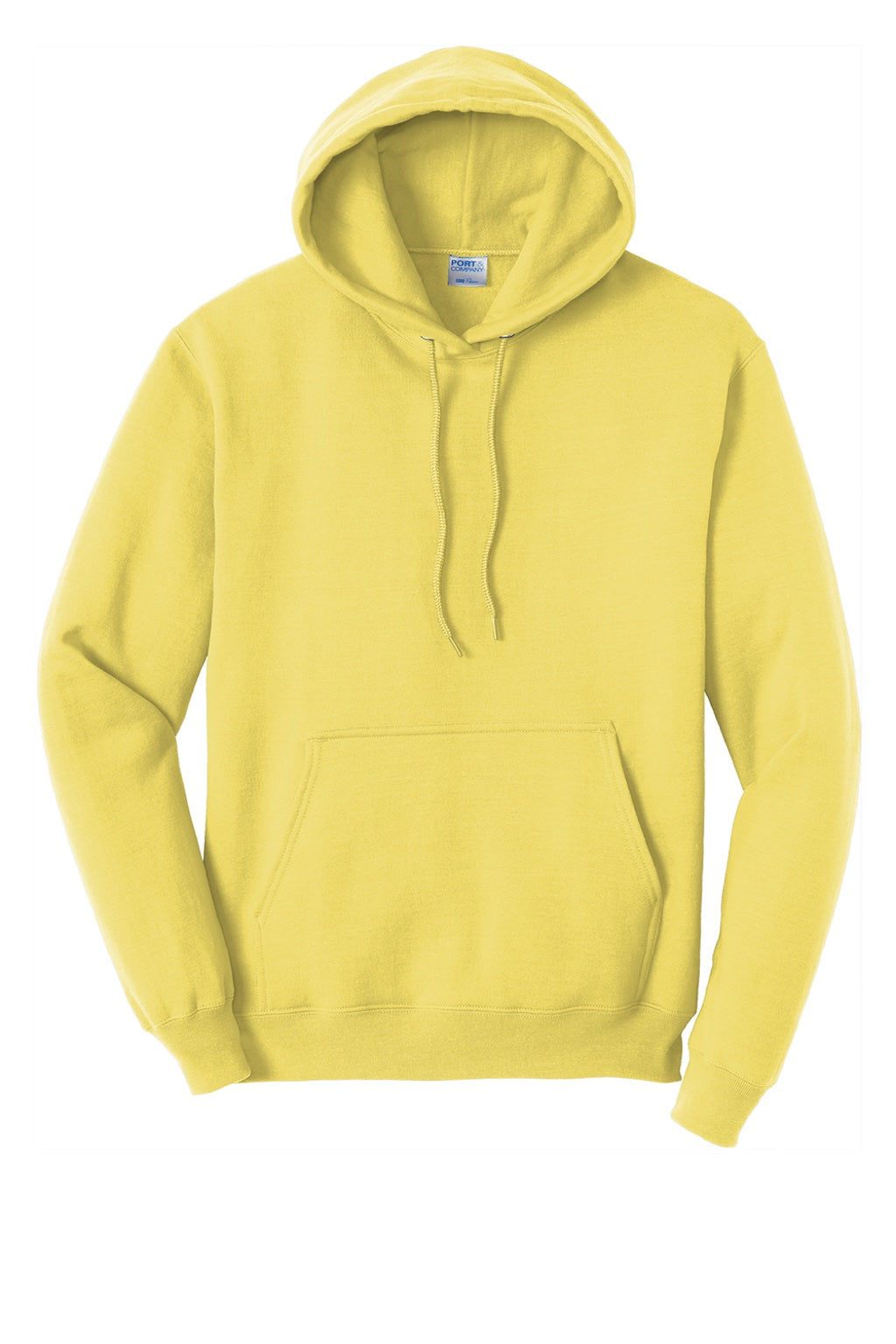 Port & Company PC78H/PC78HT Mens Core Pill Resistant Fleece Hooded Sweatshirt Hoodie w/ Pouch Pocket Yellow Flat Front