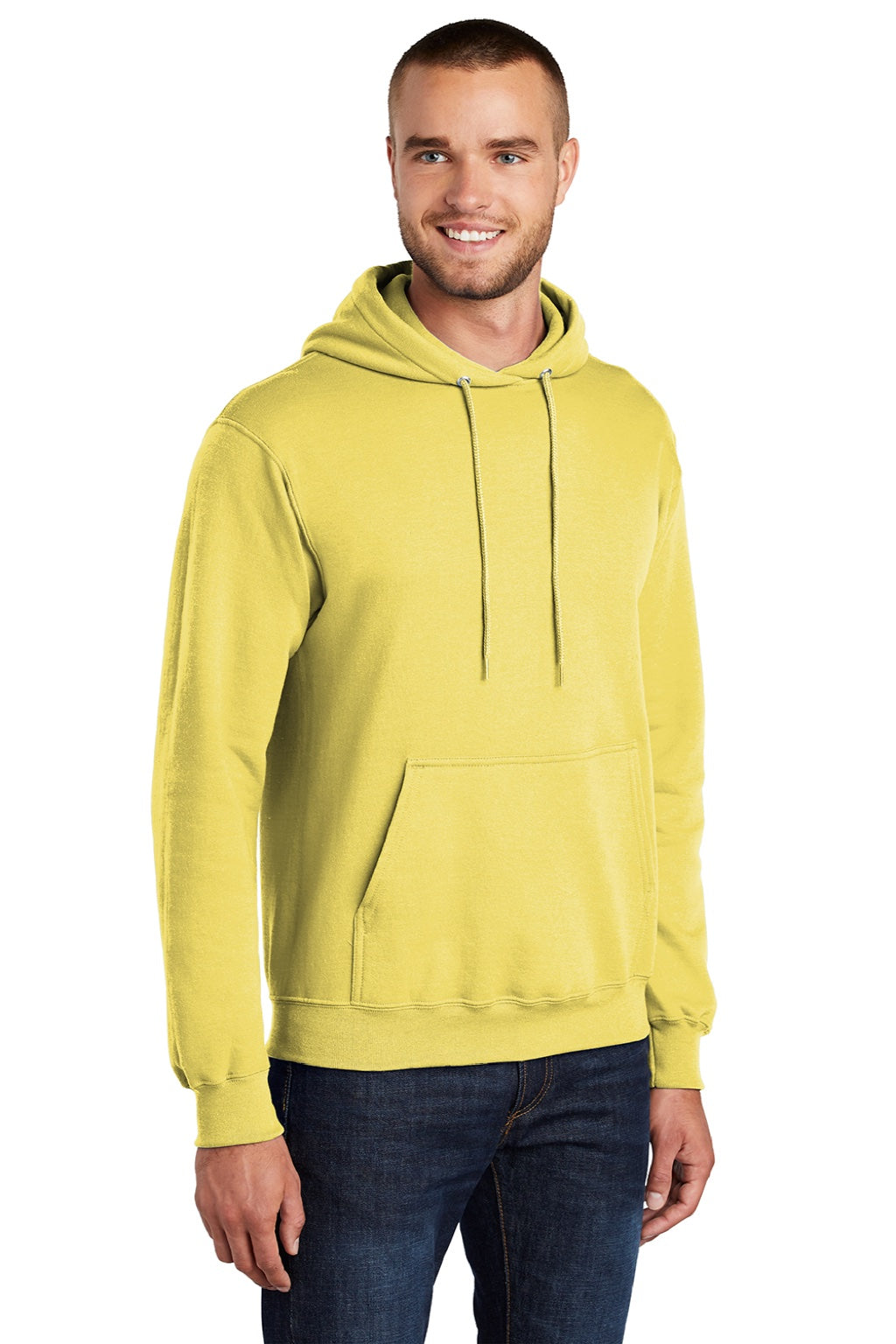 Port & Company PC78H/PC78HT Mens Core Pill Resistant Fleece Hooded Sweatshirt Hoodie w/ Pouch Pocket Yellow Model 3q
