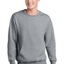 Port & Company Mens Core Fleece Crewneck Sweatshirt w/ Pouch Pocket - Heather Grey