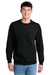 Port & Company PC78PKT Mens Core Fleece Crewneck Sweatshirt w/ Pouch Pocket Jet Black Model Front