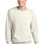 Port & Company Mens Core Fleece Crewneck Sweatshirt w/ Pouch Pocket - Heather Oatmeal