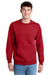 Port & Company PC78PKT Mens Core Fleece Crewneck Sweatshirt w/ Pouch Pocket Red Model Front