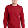 Port & Company Mens Core Fleece Crewneck Sweatshirt w/ Pouch Pocket - Red
