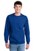 Port & Company PC78PKT Mens Core Fleece Crewneck Sweatshirt w/ Pouch Pocket True Royal Blue Model Front