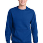 Port & Company Mens Core Fleece Crewneck Sweatshirt w/ Pouch Pocket - True Royal Blue