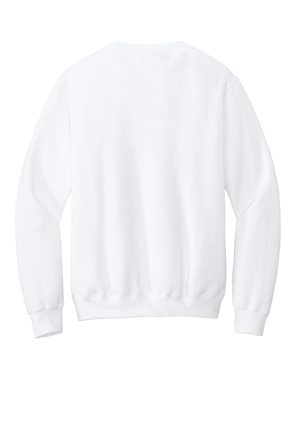 Port & Company PC78PKT Mens Core Fleece Crewneck Sweatshirt w/ Pouch Pocket White Flat Back