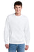 Port & Company PC78PKT Mens Core Fleece Crewneck Sweatshirt w/ Pouch Pocket White Model Front