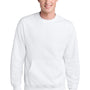 Port & Company Mens Core Fleece Crewneck Sweatshirt w/ Pouch Pocket - White