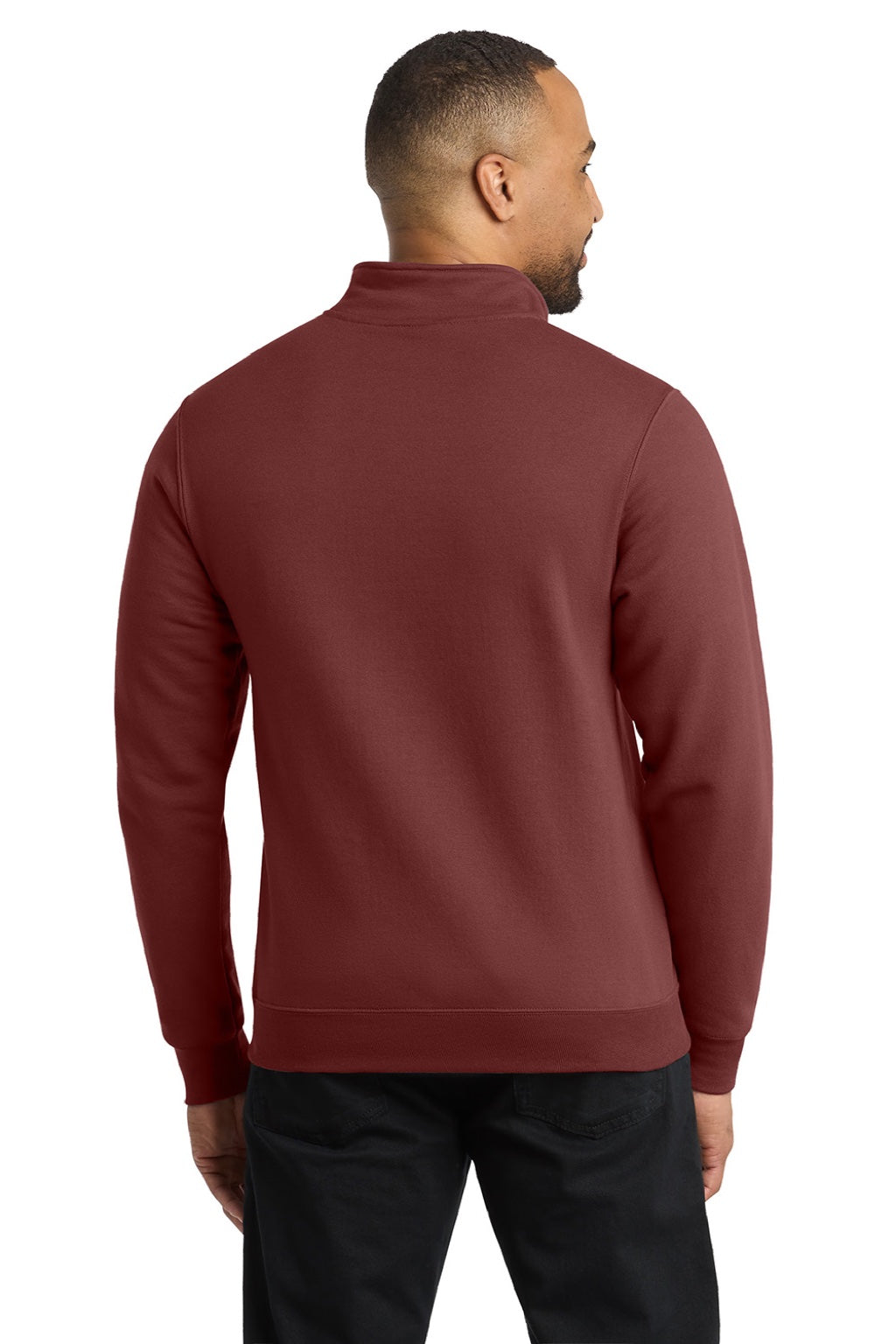 Port & Company PC78Q Mens Core Fleece 1/4 Zip Sweatshirt Maroon Model Back