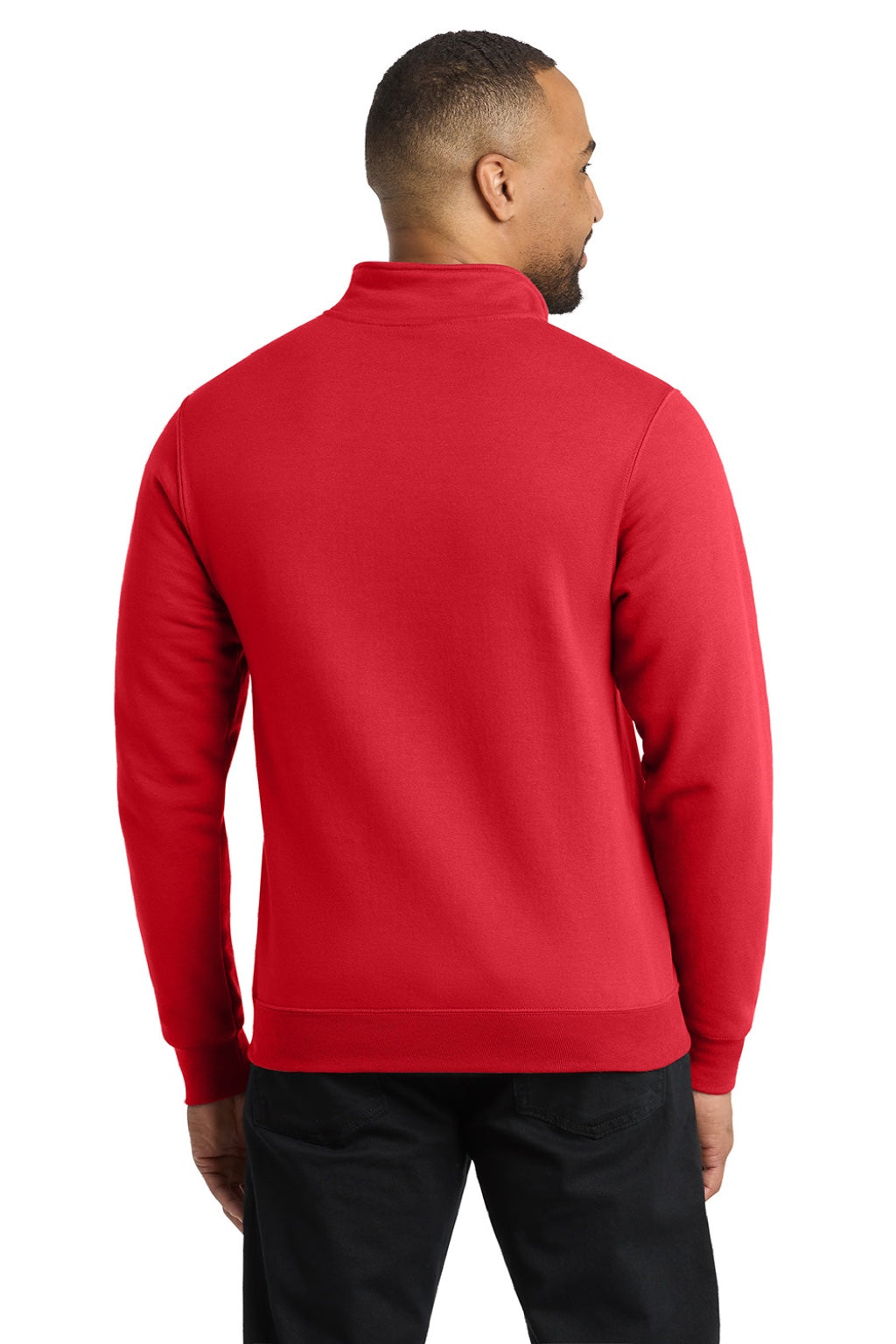 Port & Company PC78Q Mens Core Fleece 1/4 Zip Sweatshirt Red Model Back