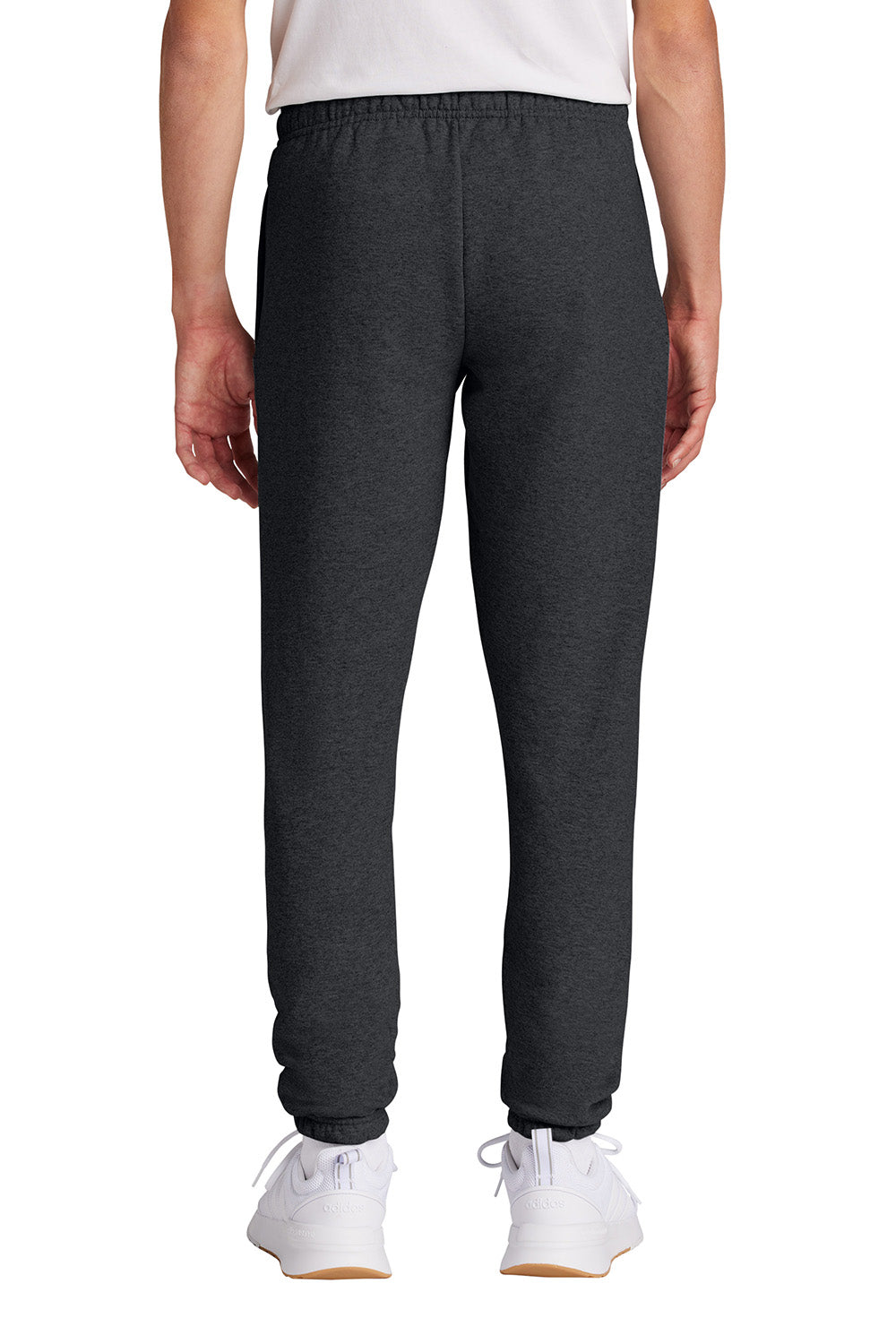 Port & Company PC78SP Mens Core Fleece Sweatpants w/ Pockets Heather Dark Grey Model Back