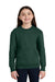 Port & Company PC78YPKT Youth Core Fleece Crewneck Sweatshirt w/ Pouch Pocket Dark Green Model Front
