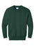 Port & Company PC78YPKT Youth Core Fleece Crewneck Sweatshirt w/ Pouch Pocket Dark Green Flat Front