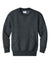 Port & Company PC78YPKT Youth Core Fleece Crewneck Sweatshirt w/ Pouch Pocket Heather Dark Grey Flat Front