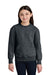 Port & Company PC78YPKT Youth Core Fleece Crewneck Sweatshirt w/ Pouch Pocket Heather Dark Grey Model Front