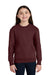 Port & Company PC78YPKT Youth Core Fleece Crewneck Sweatshirt w/ Pouch Pocket Maroon Model Front