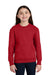 Port & Company PC78YPKT Youth Core Fleece Crewneck Sweatshirt w/ Pouch Pocket Red Model Front