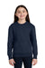 Port & Company PC78YPKT Youth Core Fleece Crewneck Sweatshirt w/ Pouch Pocket True Navy Blue Model Front