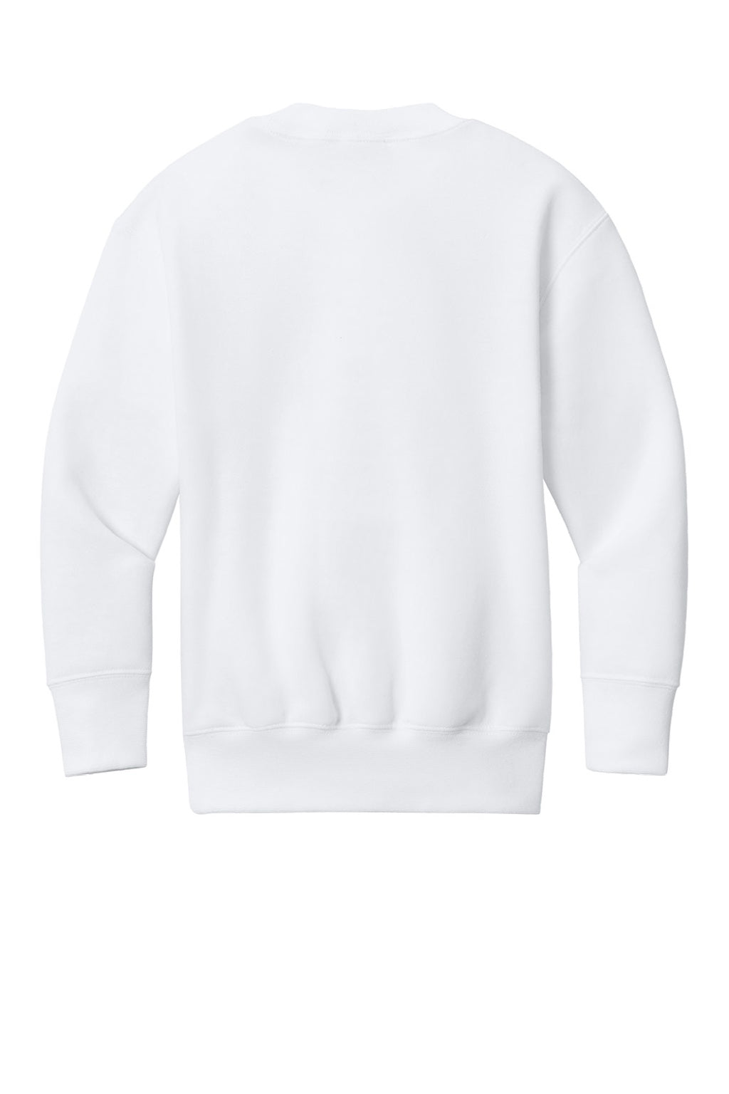 Port & Company PC78YPKT Youth Core Fleece Crewneck Sweatshirt w/ Pouch Pocket White Flat Back