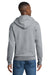 Port & Company PC78ZH Mens Core Pill Resistant Fleece Full Zip Hooded Sweatshirt Hoodie w/ Pockets Heather Grey Model Back