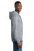Port & Company PC78ZH Mens Core Pill Resistant Fleece Full Zip Hooded Sweatshirt Hoodie w/ Pockets Heather Grey Model Side