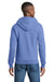 Port & Company PC78ZH Mens Core Pill Resistant Fleece Full Zip Hooded Sweatshirt Hoodie w/ Pockets Carolina Blue Model Back