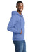 Port & Company PC78ZH Mens Core Pill Resistant Fleece Full Zip Hooded Sweatshirt Hoodie w/ Pockets Carolina Blue Model Side