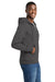 Port & Company PC78ZH Mens Core Pill Resistant Fleece Full Zip Hooded Sweatshirt Hoodie w/ Pockets Charcoal Grey Model Side