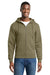 Port & Company PC78ZH Mens Core Pill Resistant Fleece Full Zip Hooded Sweatshirt Hoodie w/ Pockets Coyote Brown Model Front
