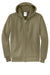 Port & Company PC78ZH Mens Core Pill Resistant Fleece Full Zip Hooded Sweatshirt Hoodie w/ Pockets Coyote Brown Flat Front