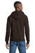 Port & Company PC78ZH Mens Core Pill Resistant Fleece Full Zip Hooded Sweatshirt Hoodie w/ Pockets Dark Chocolate Brown Model Back