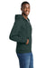 Port & Company PC78ZH Mens Core Pill Resistant Fleece Full Zip Hooded Sweatshirt Hoodie w/ Pockets Dark Green Model Side
