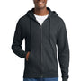Port & Company Mens Core Pill Resistant Fleece Full Zip Hooded Sweatshirt Hoodie w/ Pockets - Heather Dark Grey