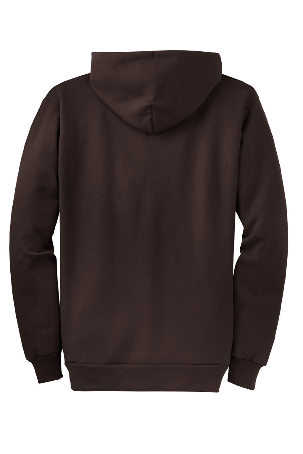 Port & Company PC78ZH Mens Core Pill Resistant Fleece Full Zip Hooded Sweatshirt Hoodie w/ Pockets Dark Chocolate Brown Flat Back