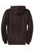 Port & Company PC78ZH Mens Core Pill Resistant Fleece Full Zip Hooded Sweatshirt Hoodie w/ Pockets Dark Chocolate Brown Flat Back