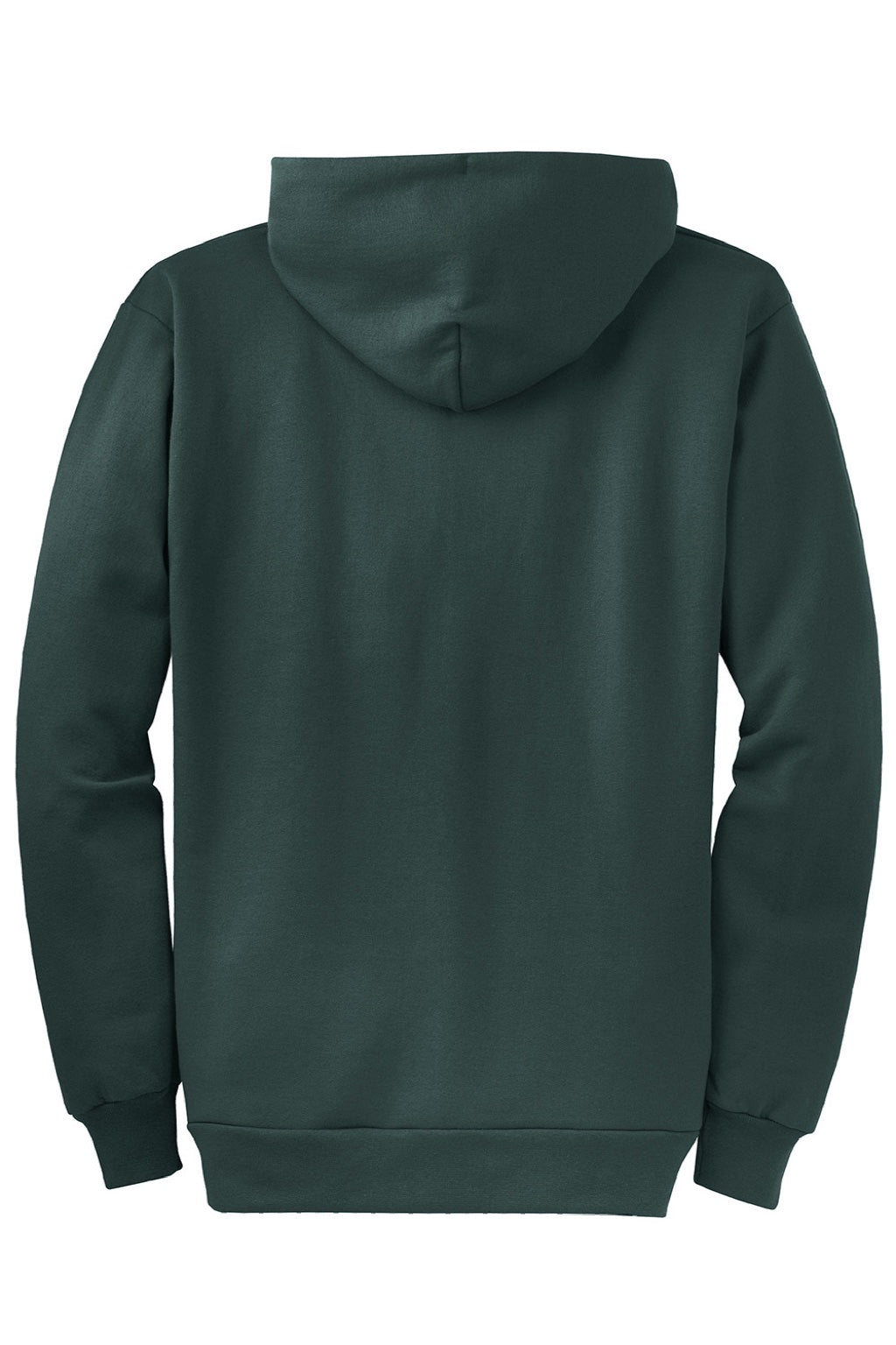 Port & Company PC78ZH Mens Core Pill Resistant Fleece Full Zip Hooded Sweatshirt Hoodie w/ Pockets Dark Green Flat Back