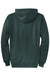 Port & Company PC78ZH Mens Core Pill Resistant Fleece Full Zip Hooded Sweatshirt Hoodie w/ Pockets Dark Green Flat Back