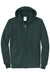 Port & Company PC78ZH Mens Core Pill Resistant Fleece Full Zip Hooded Sweatshirt Hoodie w/ Pockets Dark Green Flat Front