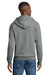 Port & Company PC78ZH Mens Core Pill Resistant Fleece Full Zip Hooded Sweatshirt Hoodie w/ Pockets Heather Graphite Grey Model Back