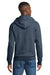 Port & Company PC78ZH Mens Core Pill Resistant Fleece Full Zip Hooded Sweatshirt Hoodie w/ Pockets Heather Navy Blue Model Back